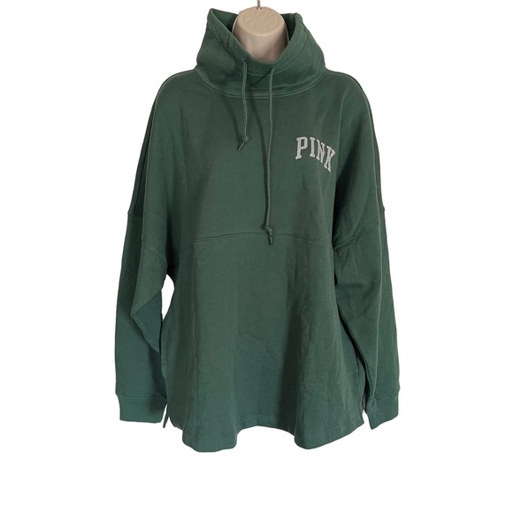 PINK Victoria's Secret Women's Funnel Sweatshirt Size Large Green NWT - Picture 1 of 6